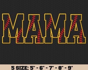 Baseball Mama Embroidery Design – Sports Mom Stitch File – Varsity Letter Machine Embroidery