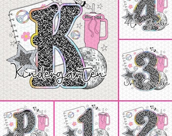 Back to School Teacher Bright PNG Bundle, Trendy Aesthetic Digital Download for Teachers and Kids, DTF Sublimation PNG for Shirts & Gifts