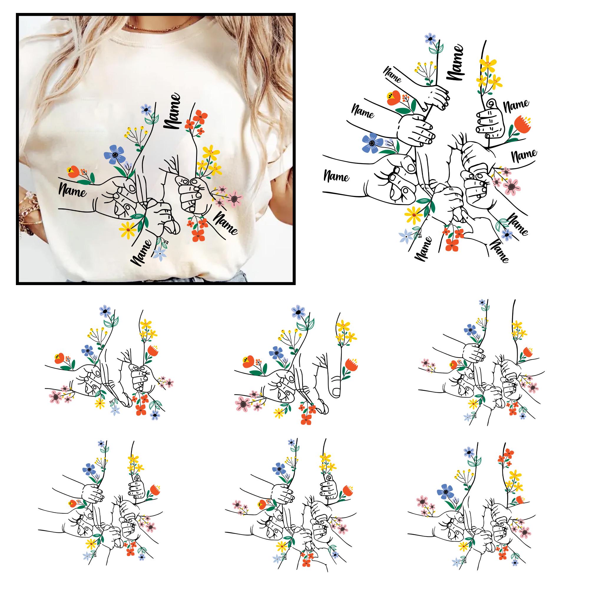 Custom Floral Family Hands PNG: Mother's Day Line Art (Digital Download)