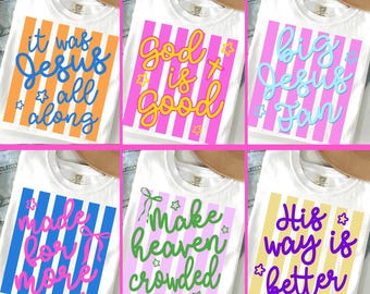 Jesus PNG Bundle, Striped Coquette Christian Bow Design, Jesus Is For Everyone PNG, Faith Bible Verse Shirt Sublimation