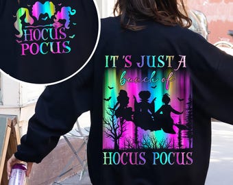 Es solo un montón de Hocus Pocus PNG, Brujas de Halloween de neón PNG, Hermanas Sanderson PNG, Archivo digital de temporada espeluznante, Sublimación de camisetas de brujas