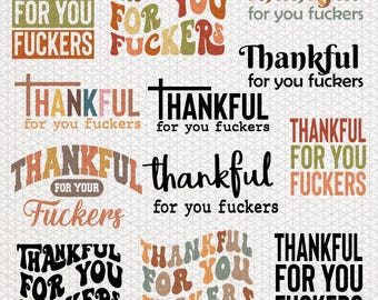 Dankbar für Sie Lustiges SVG-PNG-Bundle, Retro Thanksgiving Humor SVG, sarkastisches Herbst Zitat Design, lustiges Erwachsenen Shirt SVG, Herbst Sublimation