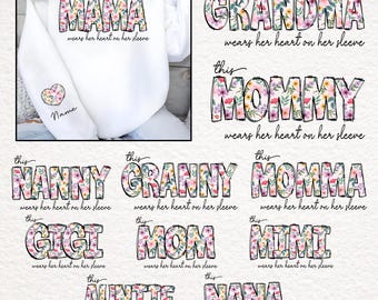 Floral Mom Shirt PNG: Muttertag Herz Design (Digitaler Download)