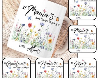 Bundle Birth Month Flower Grandma Mug PNG, Custom Nana Mimi Mama Mug Design, Retro Wildflower Preppy Mug Sublimation, Mother’s Day Gift PNG