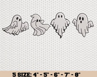 Funny Ghost Embroidery Design, Cute Halloween Ghost Machine Embroidery File, Spooky Vibes Embroidery, Digital Download