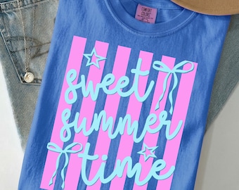 Sweet Summer Time Svg Png, Preppy Coquette Striped Beach Design, Trendy Girly Vacation Shirt Svg, Aesthetic Summer Sublimation File