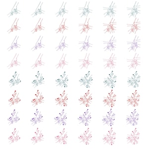 Op de afbeelding: Een raster van lijntekeningen met handen die bloemen vasthouden. De tekeningen zijn in verschillende kleuren, waaronder rood, blauw, groen en paars. De bloemen zijn ook in verschillende kleuren, tegen een witte achtergrond.