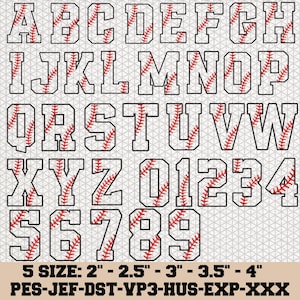 Baseball Stitch Embroidery Font, Designs for Embroidery Machine Instant Download