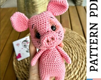 Gehaakt varkenspatroon Amigurumi-varkenspatroon Amigurumi-tutorial pdf in het Engels