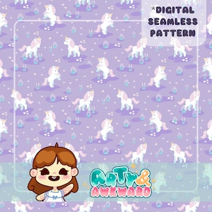 Magical Meadows Unicorn seamless pattern with co-ord (Digital Download .PNGs 4000x4000px 300DPI)
