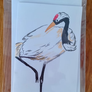 cartoncino acquerello dipinto a mano (individuale) gru
