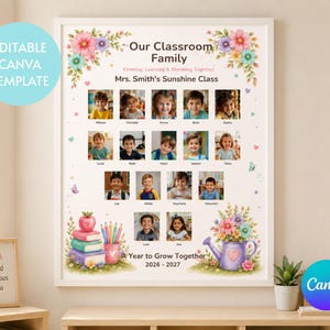 Our Classroom Family Template Canva, Editable Class Photo Collage, Classroom Family Poster, Back to School Teacher Template