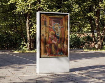 300 DPI Digitaler Download | Exklusiver hochauflösender Kunstdruck – Jungfrau und Kind auf dem Thron