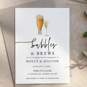 Bubbles and Brews Couple Shower Invitation, Corjl Editable Invitation