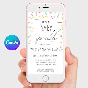 Invito elettronico Baby Sprinkle, annuncio nascita Canva