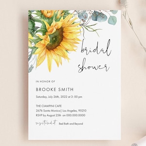 Faire-part de douche nuptiale tournesol, modèle Corjl pour fête nuptiale