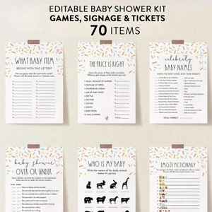 Juegos de Sprinkle Bundle para bebés, carteles de Sprinkle imprimibles, actividades divertidas con confeti