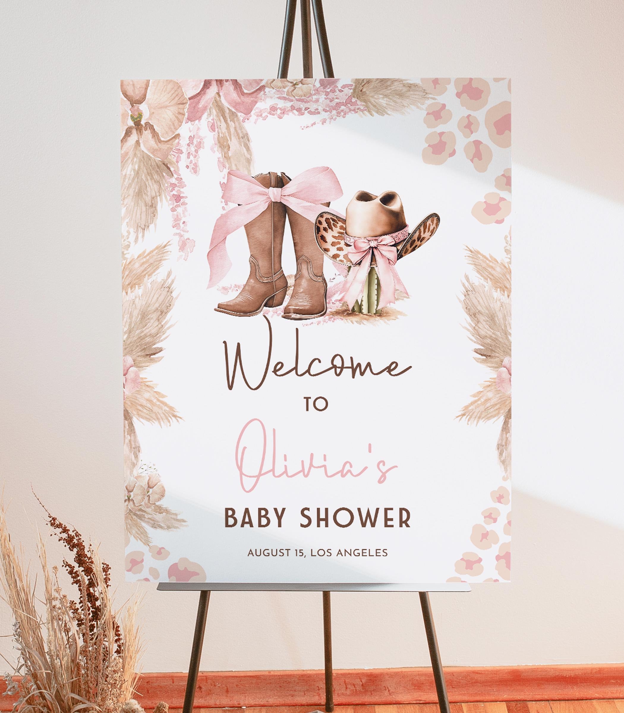 Cowgirl Baby Shower Welcome Sign, Coquette Cowgirl Aesthetic