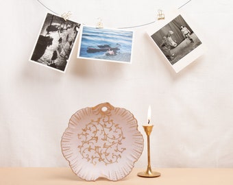 Delicate Frosted Rococo Pink and Gold Filigree Plate