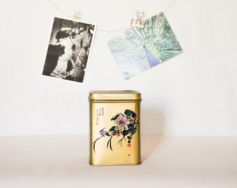 Gold Cherry Blossom Bird Tin