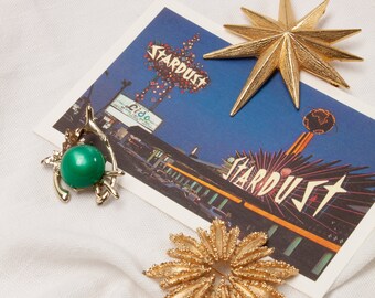 Wishbone and Gold Cabochon Costume Jewelry Pin