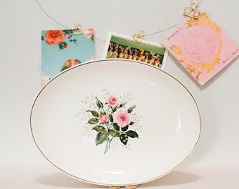 Lovely Oval Platter with Roses and Baby's Breath