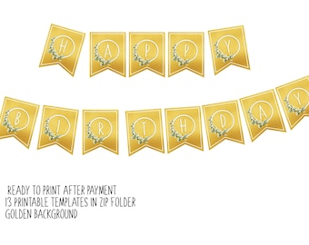 Golden Birthday Banner Ready to print party decor
