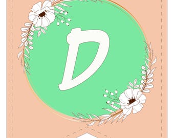 Printable letters from A to Z digital files peach and mint colors for your party decor