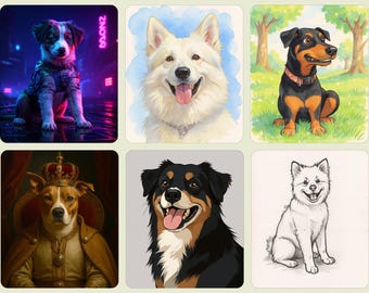 Retrato de animal de estimação personalizado: arte digital exclusiva para cães e gatos (download digital)