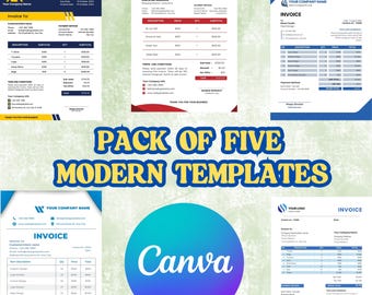 Modelo de fatura editável: formulário comercial moderno, design Canva (download em PDF e PNG)