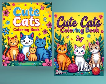 Libro da colorare di gatti / 40 pagine da colorare di gattini per bambini e adulti / Disegni da colorare stampabili di gatti carini / Download digitale in formato PDF per amanti dei gatti