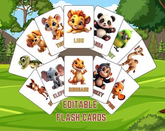 Flashcards de animais: 55 cartões de aprendizagem para impressão para crianças pequenas (PDF + download digital PNG)