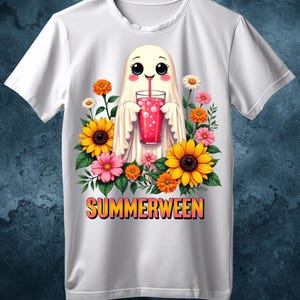 Summerween Halloween Shirt, Funny Ghost Summer Halloween Shirt PNG, Vintage Halloween Cocktail PNG, Summer Halloween Sublimation, Pack of 3