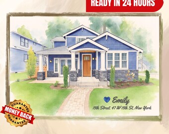 Retrato de casa em aquarela personalizado, pintura de casa personalizada (digital)