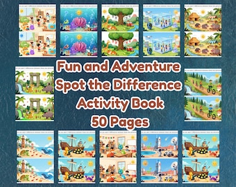 Livro de Atividades com Quebra-Cabeças "Encontre as Diferenças" | Mais de 50 Páginas Infantis: Selva, Oceano, Espaço, Carros e Motos