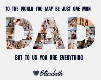 Colagem de fotos personalizada para presente de pai, modelo Canva (download digital)