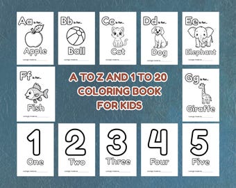 Libro da colorare ABC e 123, attività stampabile per bambini (download digitale)