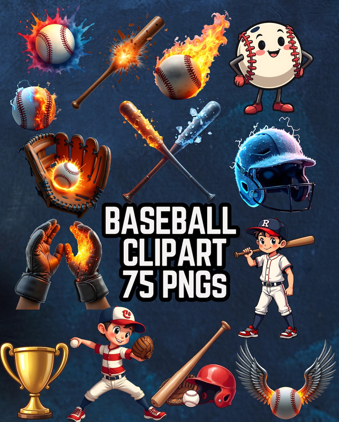 Watercolor Baseball Clipart Bundle | Sports Graphics (75 PNG Digital ...
