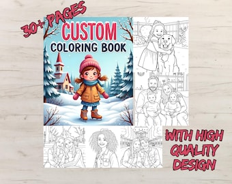 Livro de colorir personalizado com retratos – Presente fotográfico personalizado, mais de 30 páginas (download digital)