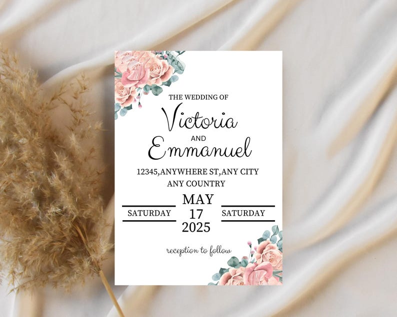 Elegant Wedding Invitation Template | Editable Digital Download - Etsy