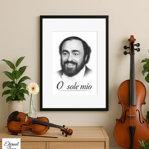 Luciano Pavarotti Portrait O sole mio Fine Art Black and White Opera Print  A3 & A4 Digital Download