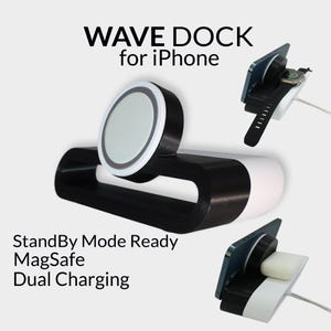 Stand for iPhone MagSafe Dual Charging dock Wireless Charger Holder Compatible with iPhone and Apple Watch and AirPods the &#39;&#39;Wave&#39;&#39;