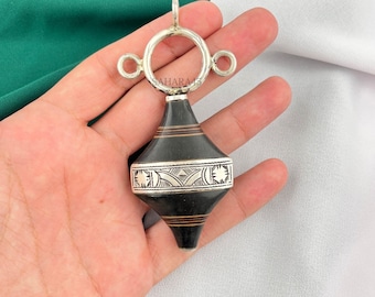 Handmade Tuareg Ebony Necklace: Moroccan 925 Silver Artisan Jewelry