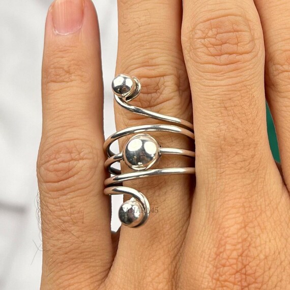 Moroccan Ring, 925 Solid Sterling Silver Double B… - image 1