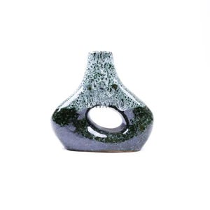 Handgjord Tamegroute-vas: Marockansk blå keramikljusstake, Boho-inredning