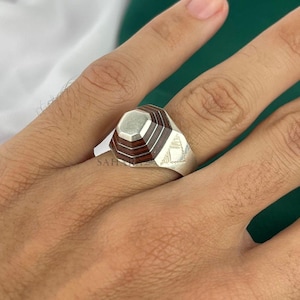 Vintage Tuareg-ring: Handgjord afrikansk ebenholtsring i 925 sterlingsilver