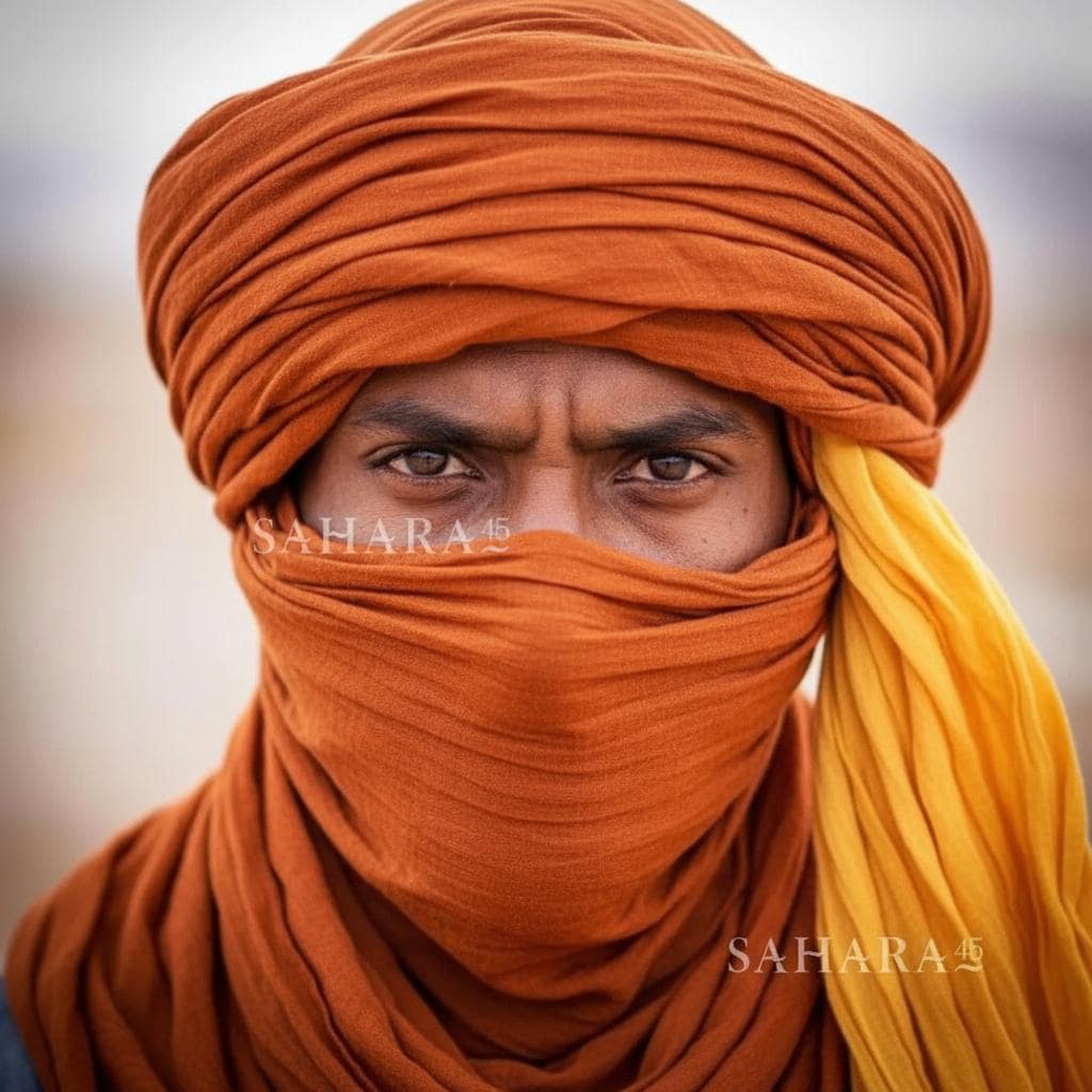 Handmade Cotton Turban Scarf, Moroccan Berberian Tuareg Headwear