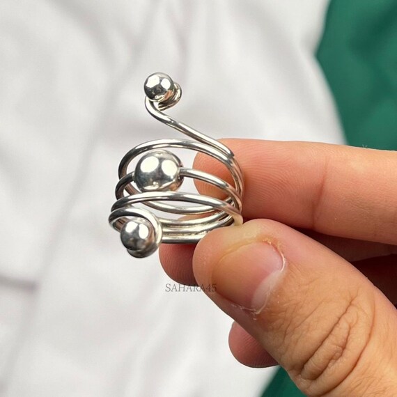 Moroccan Ring, 925 Solid Sterling Silver Double B… - image 2