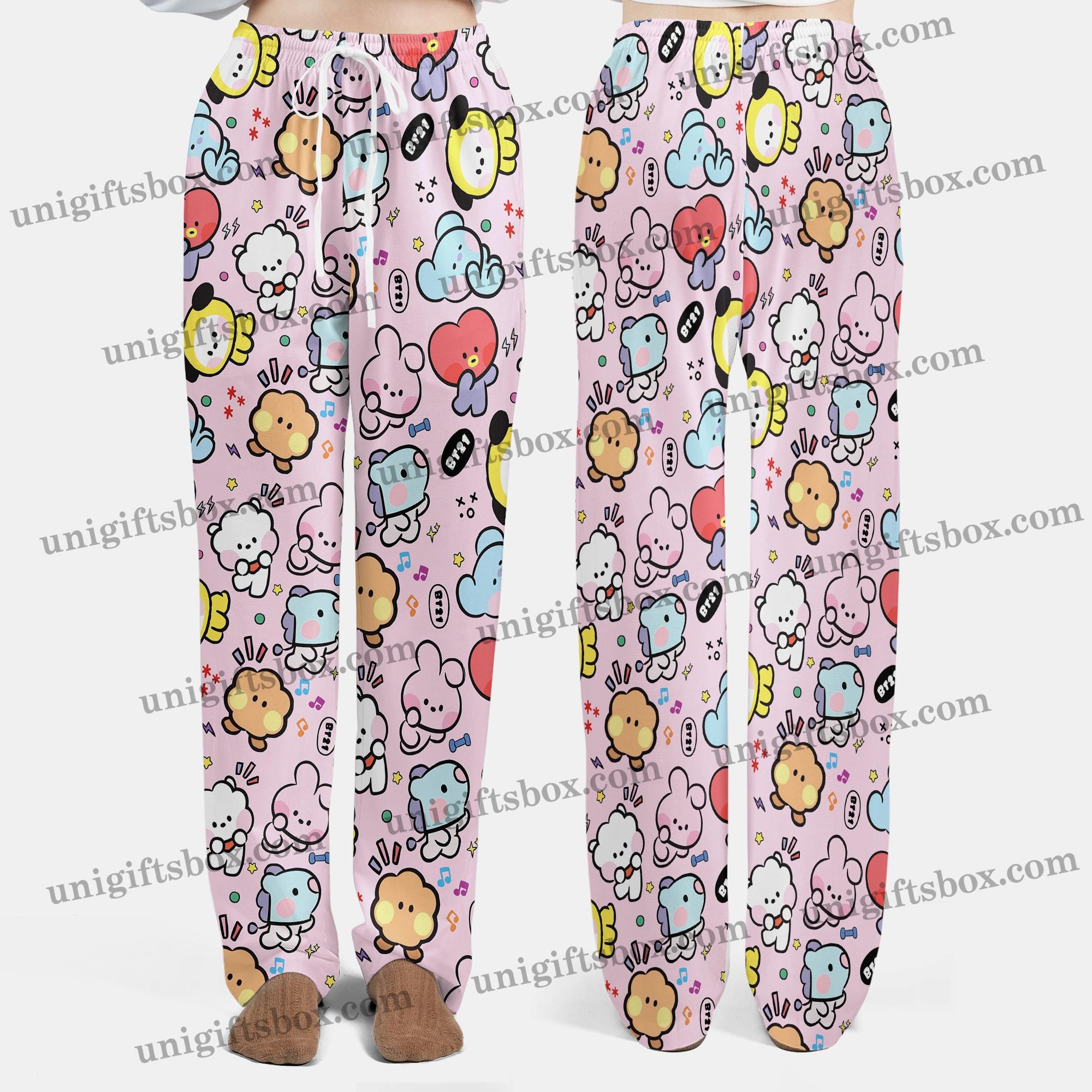 BTS PAJAMA PANTS Jin RJ×WOOTTEO Lサイズ Womens BTS Pajama Pants Sleepwear Lounge Yoga Pants Cartoon