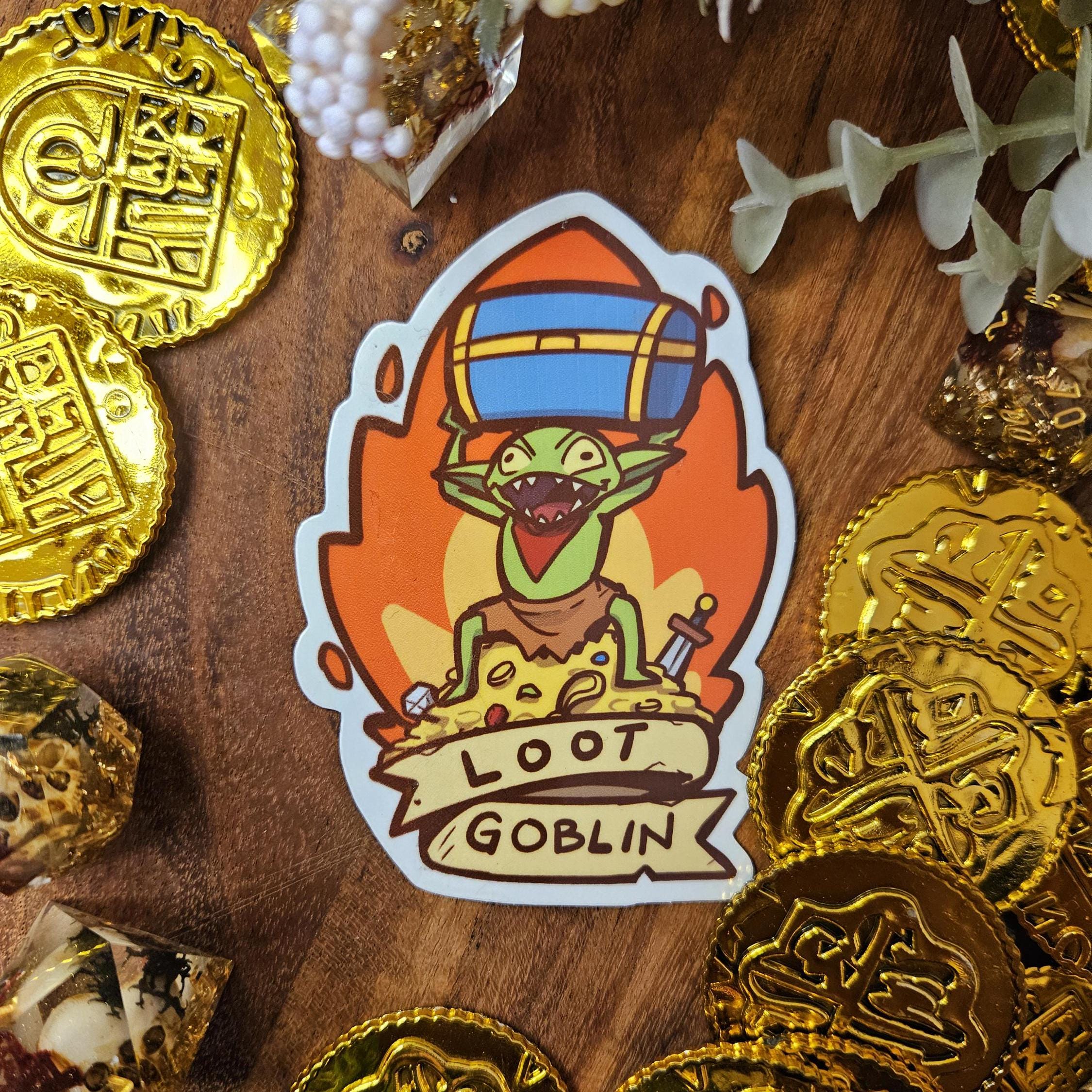 Loot Goblin Sticker | GO GOBLIN MODE | DnD Sticker| Dungeons and Dragons Gift | Funny ttrpg gift | Goblin meme | Waterproof, Vinyl